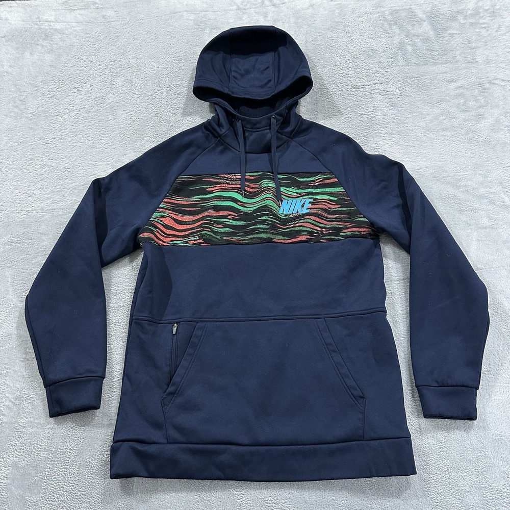 Nike Hoodie Pullover Sweatshirt Men L Blue Logo